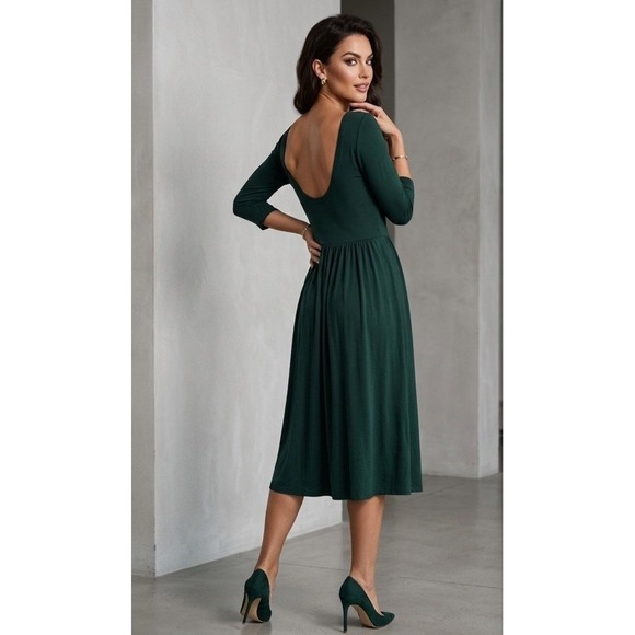 Raquel Allegra Dress XS/0 NWT Teal Classic Jersey Ballerina Midi $350+ MSRP - www.benaras.co Raquel Allegra Dress XS/0 NWT Teal Classic Jersey Ballerina Midi $350+ MSRP - www.benaras.co